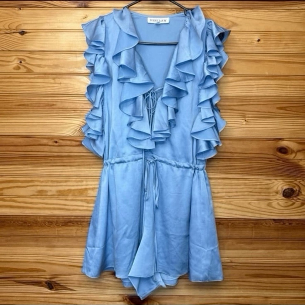 Shona joy Picasso lace up ruffle romper / playsuit size 8